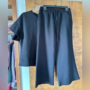 Black Textured Women's Shirt and Pants